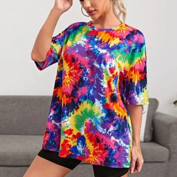 Tops New Inventory Oversized Drop Shoulder Tie Dye Tee Poshmark